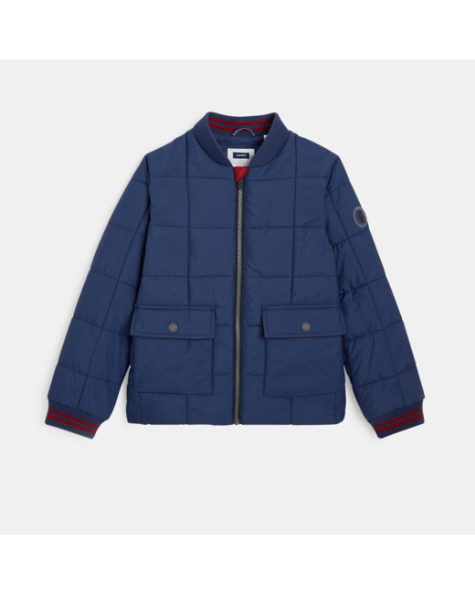 Blouson zippé matelassé déperlant bleu garçon