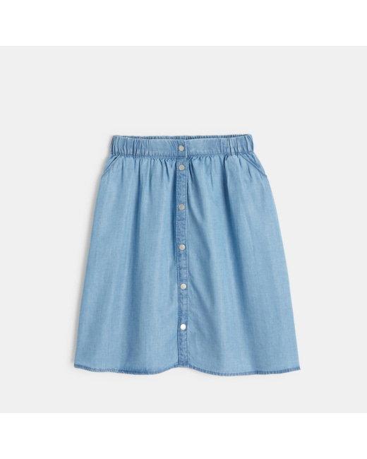 Jupe évasée en denim fin bleue fille