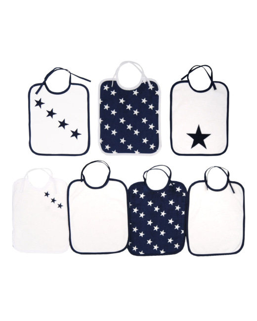 Lot de 7 bavoirs Etoiles Naissance
