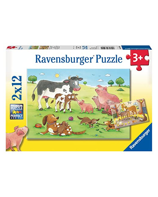 Puzzle - Heureuses familles d'animaux - 2x12 pièces