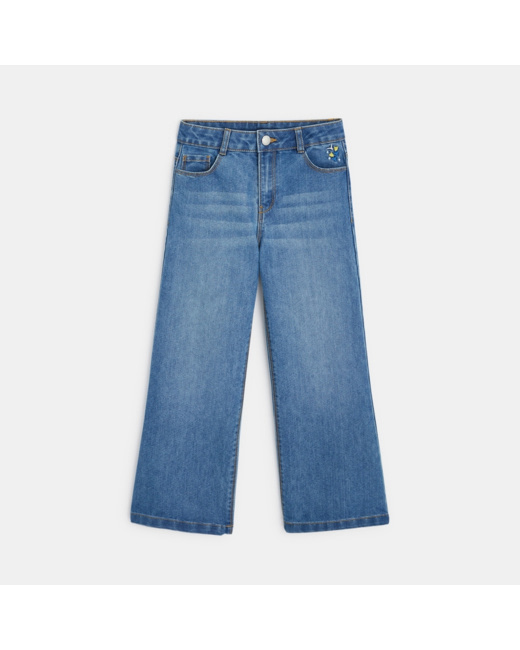 Jean large délavé bleu fille