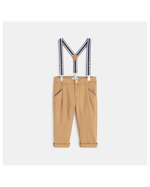 Pantalon coton fantaisie à bretelles clipsées