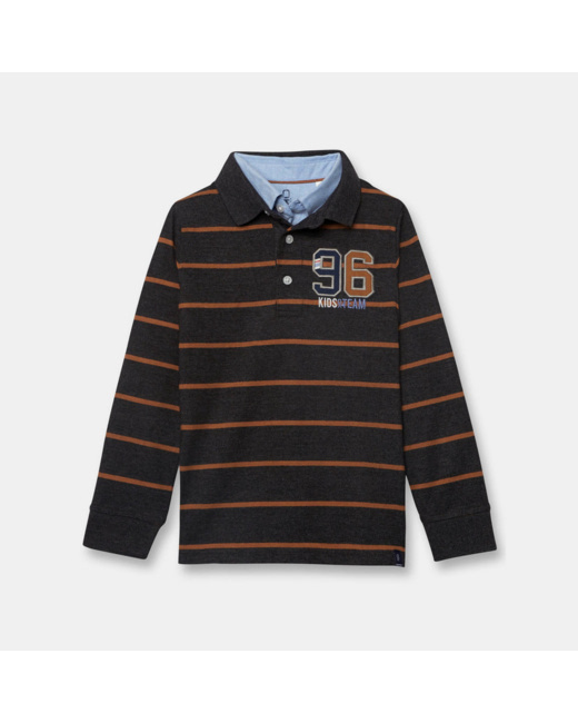 Polo jersey rayé gris garçon
