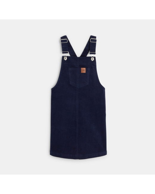 Robe-salopette en velours bleue fille