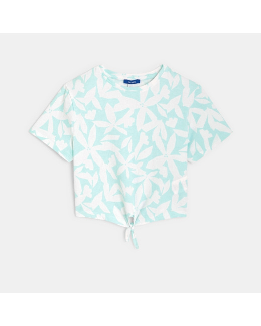 T-shirt imprimé noué bleu fille