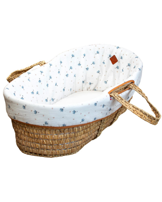 Habillage de couffin en gaze de coton, Bleuet