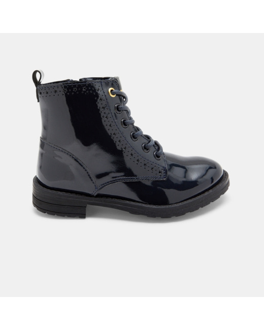 Bottines vernies lacets et zip bleu fille