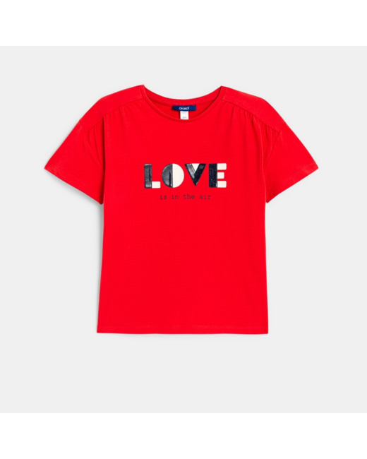 T-shirt message love rouge fille