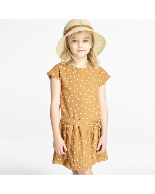 Robe chic à petits pois beige fille