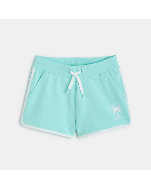 Short uni en jersey bleu fille