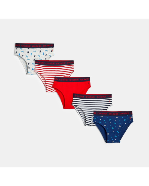 Slip fantaisie (lot de 5) rouge garçon