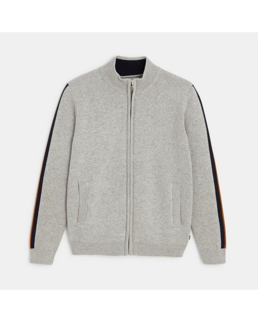 Gilet zippé en tricot gris garçon