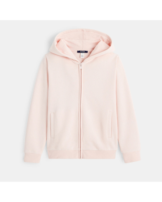 Sweat-shirt à capuche uni rose fille