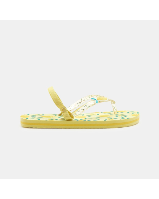 Tongs citron à brides paillettes fille