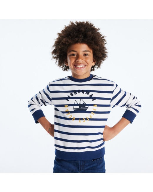 Sweat-shirt marin à message bleu garçon