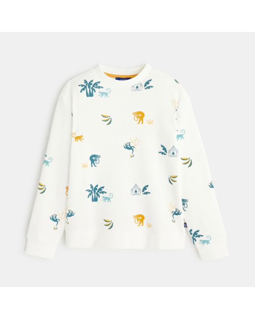 Sweat-shirt imprimé blanc garçon