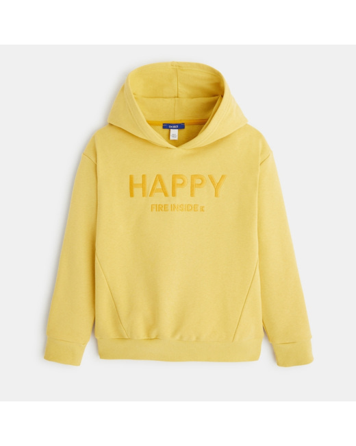 Sweat-shirt à capuche à message jaune garçon