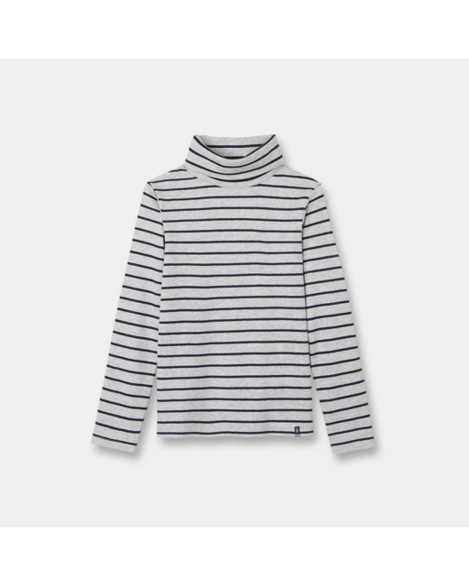 T-shirt col roulé rayé gris garçon