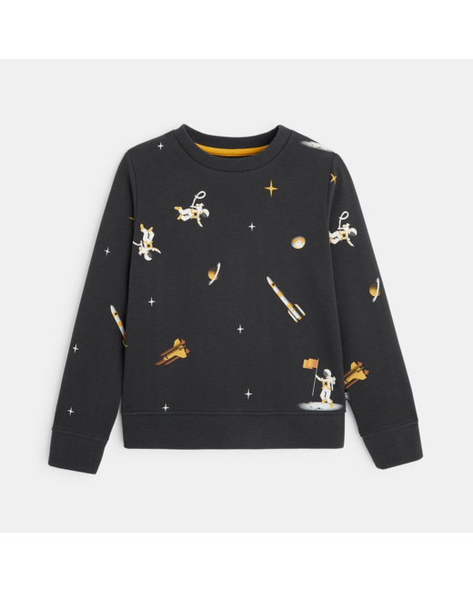 Sweat-shirt à motifs imprimés gris garçon