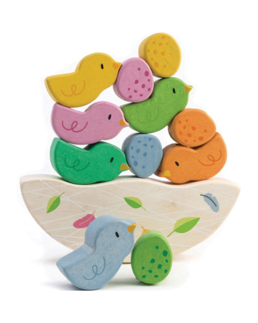 Jeu d'équilibre bébés oiseaux en bois