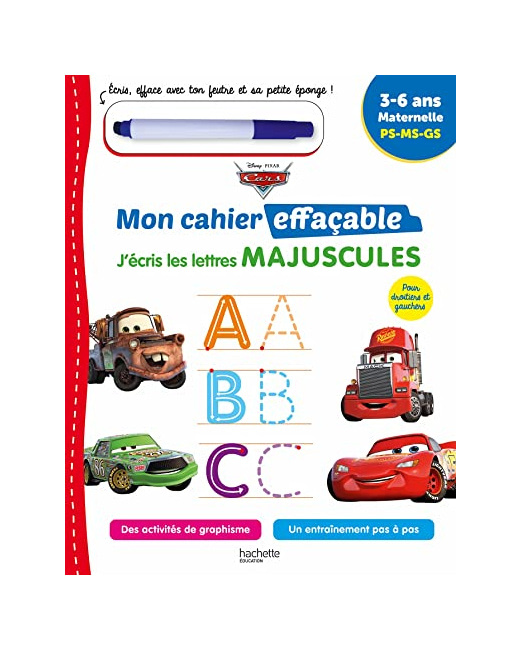 Disney - Cars Mon cahier effaçable - J'écris les lettres majuscules  (3-6 ans)