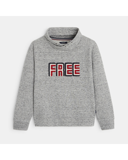 Sweat-shirt à col twisté gris garçon