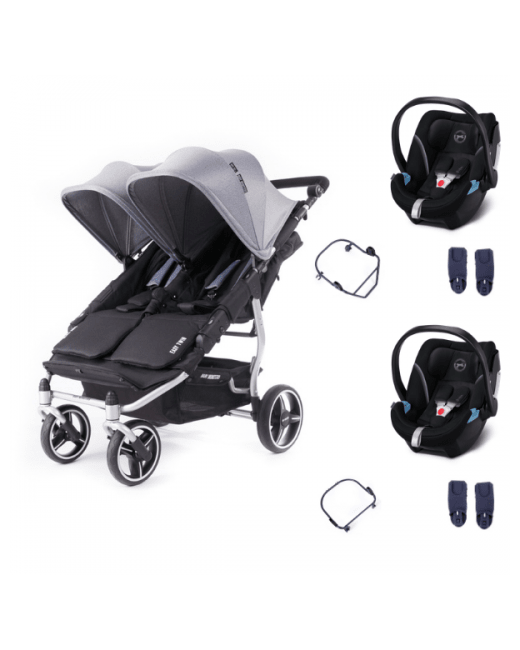 Poussette double Easy Twin 4 + 2 coques Cybex Aton 5