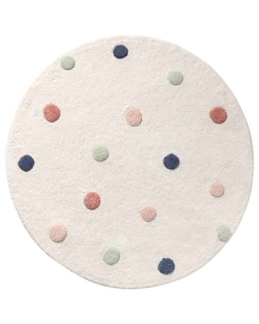 Tapis enfant lavable rond à pois colorés