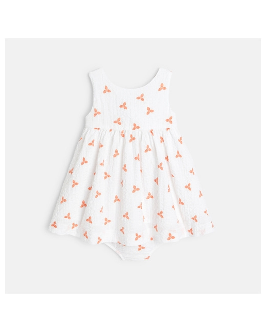 Robe à bretelles gaufrée fleurie et bloomer