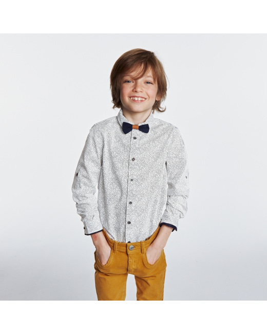 Chemise popeline imprimée et noeud papillon bleue garçon