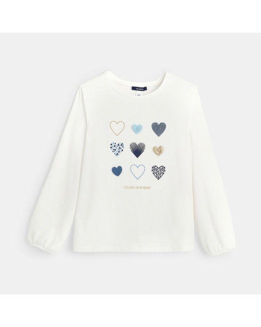 T-shirt manches longues motif "étoiles" bleu fille