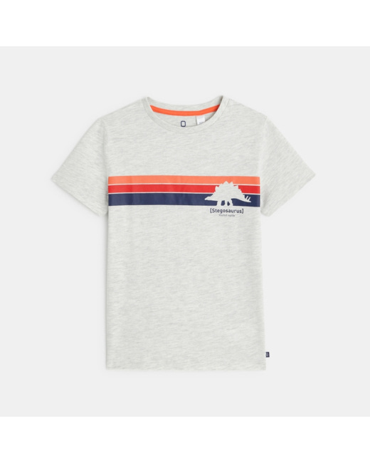 T-shirt manches courtes motif dinosaure blanc garçon