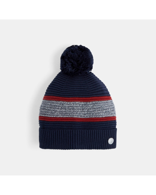 Bonnet bien chaud à pompon bleu garçon