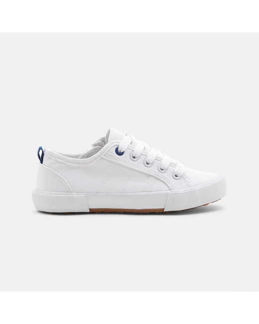Tennis toile bicolores blanches garçon
