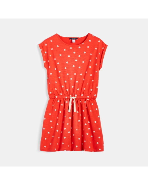 Robe rayée en jersey rouge fille
