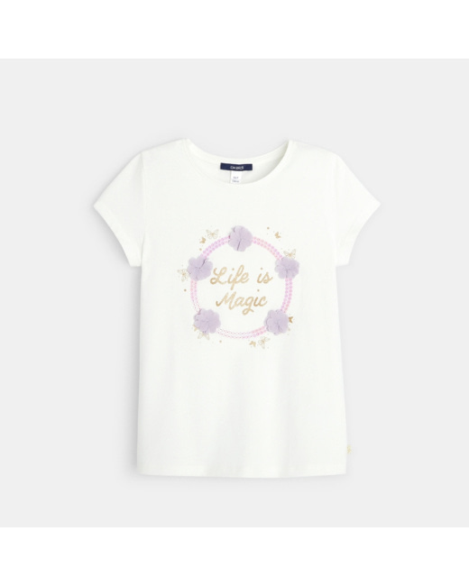 T-shirt à message "Life is Magic" blanc fille