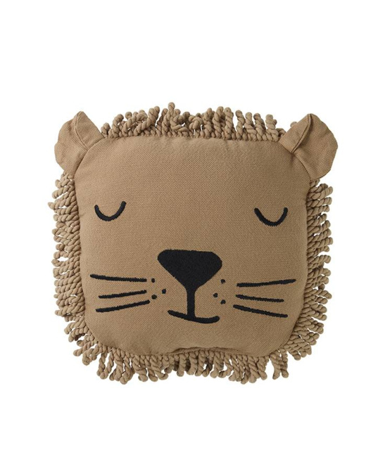 Coussin brodé coton bio Lion