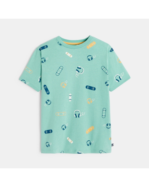 T-shirt imprimé manches courtes vert garçon