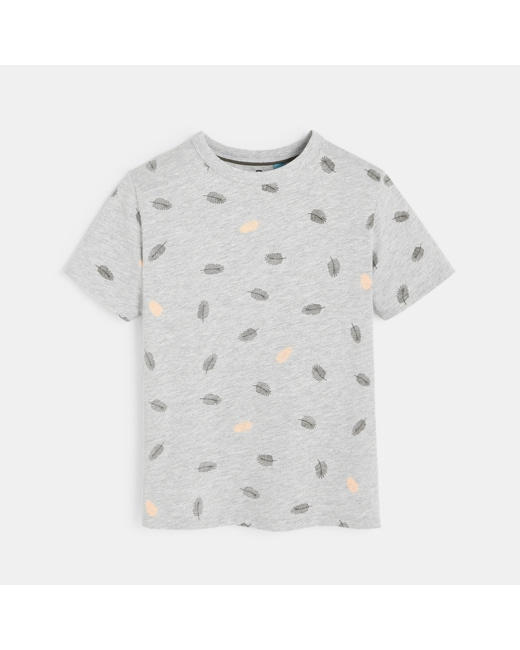 T-shirt over size imprimé feuillage gris garçon