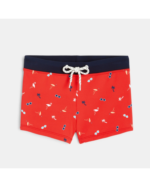 Boxer de bain imprimé rouge garçon