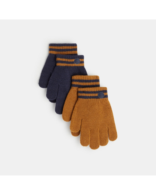 Gants rayés extensibles (lot de 2) bleu garçon