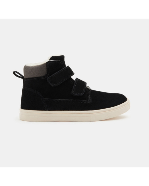 Chaussure montante mix matières à scratchs noires garçon