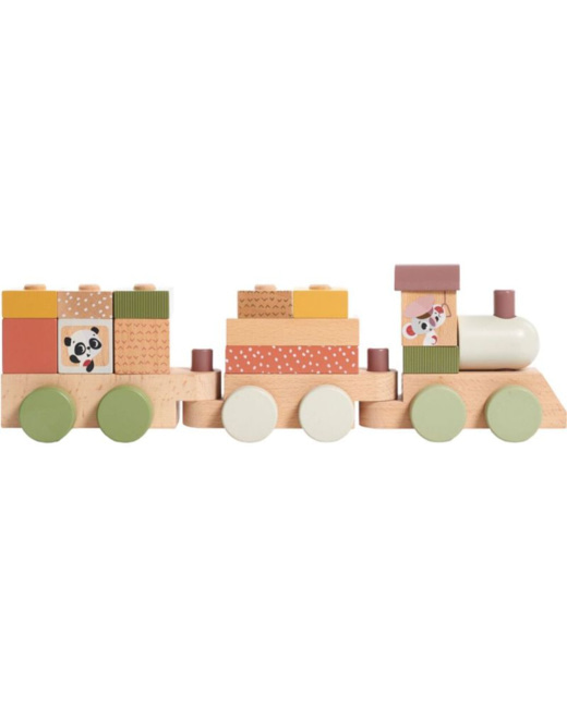 Train de construction en bois Boho Chic