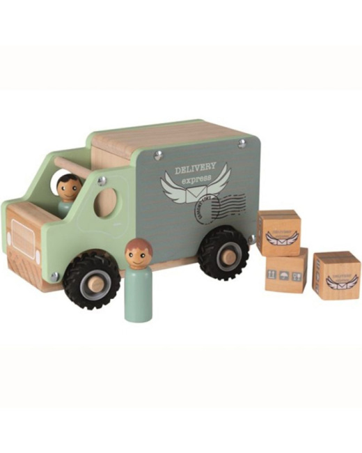 Jeu à rouler grand fourgon en bois