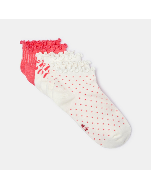 Socquettes volantées fantaisie (lot de 3) rose fille