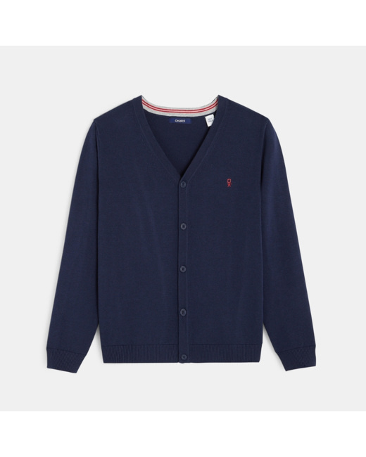Gilet col V bleu garçon