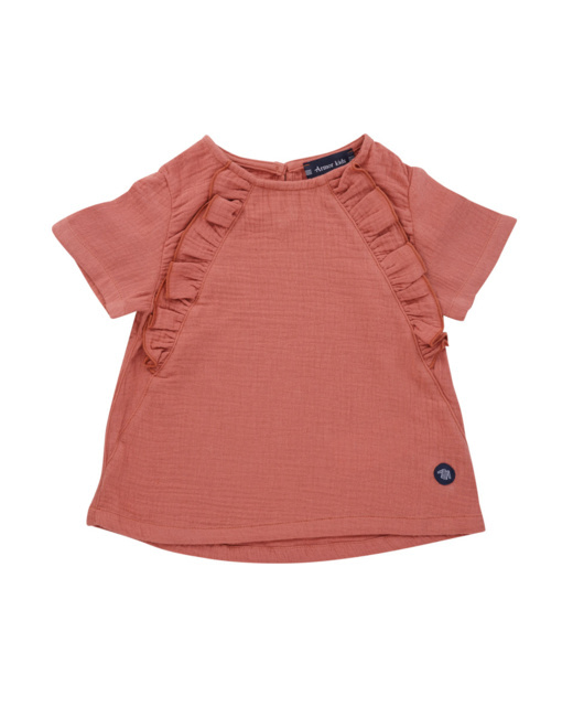 T-shirt volant Kids - coton - Sanguine