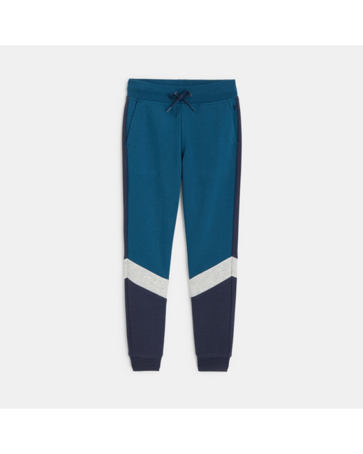 Jogging en molleton colorblock bleu garçon
