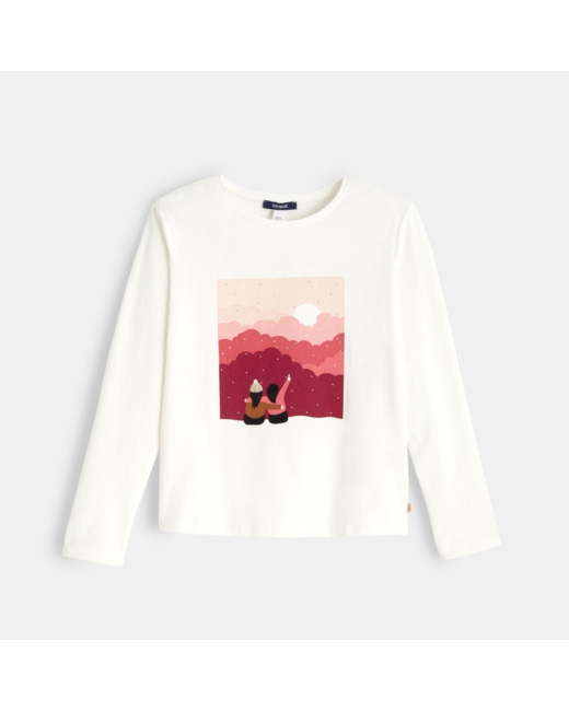 T-shirt à motif paysage rose fille