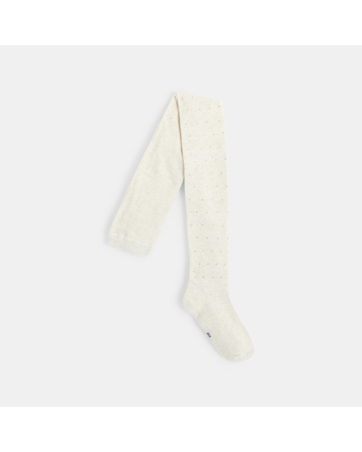 Collants chauds à petits pois beige fille